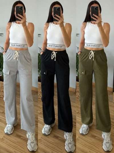 Kelnės glamžyto audinio WIDE LEG STYLE  "MIEGO" 310028