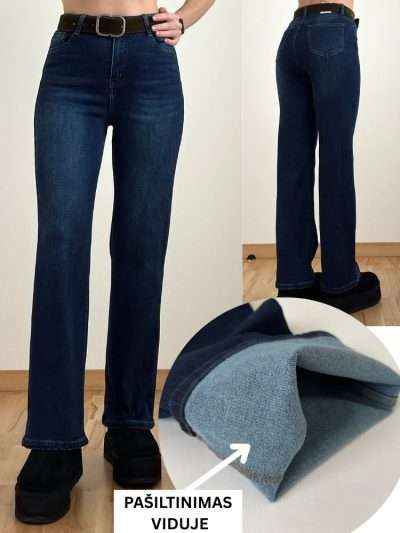 Džinsai pašiltinti su diržu "MOON GIRL WIDE LEG" GZ2363