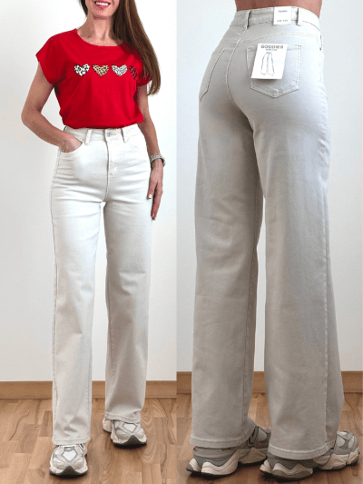 Džinsai "GOODIES WIDE LEG" beige spalvos DJ2405 -12