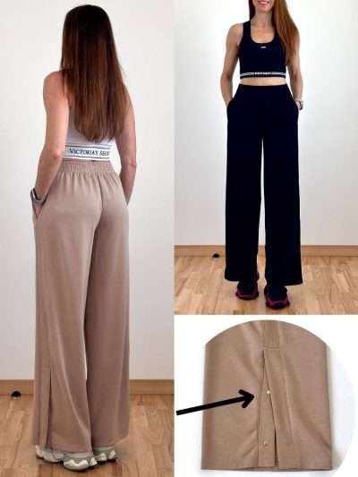 Kelnės su kišenėmis "ELEGANT" wide leg style K-20-1