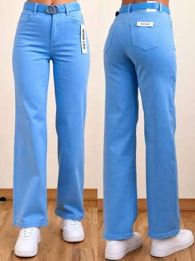 Džinsai su diržu "MOON GIRL WIDE LEG" mėlyni KL697-18