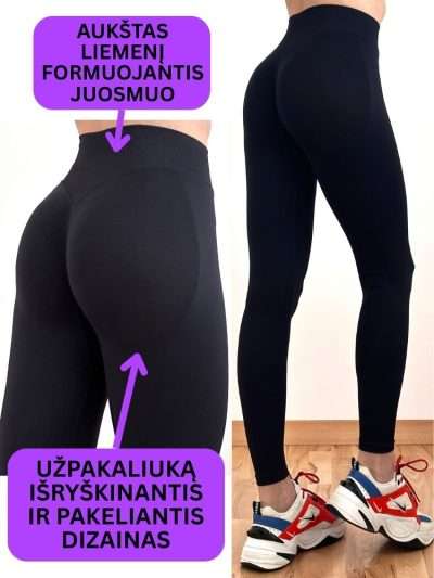 Tamprės sportui korsetiniu liemeniu su Push Up "XINMIAO" juodos