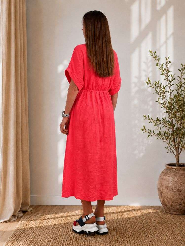 Suknelė Itališka ilga muslino "M&G" koralinė - Image 2