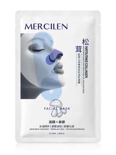 MERCILEN Matsutake grybų ekstrakto Collagen – drėkinanti ir skaistinanti veido bei nosies kaukė 30 ml