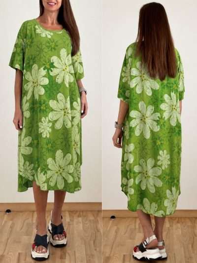 Suknelė Itališka "NEW COLLECTION" salotinė gėlėta