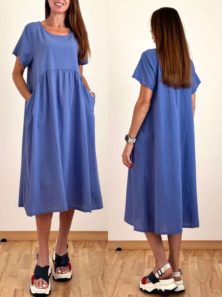 Suknelė "Italy moda" platėjanti su kišenėmis mėlyna