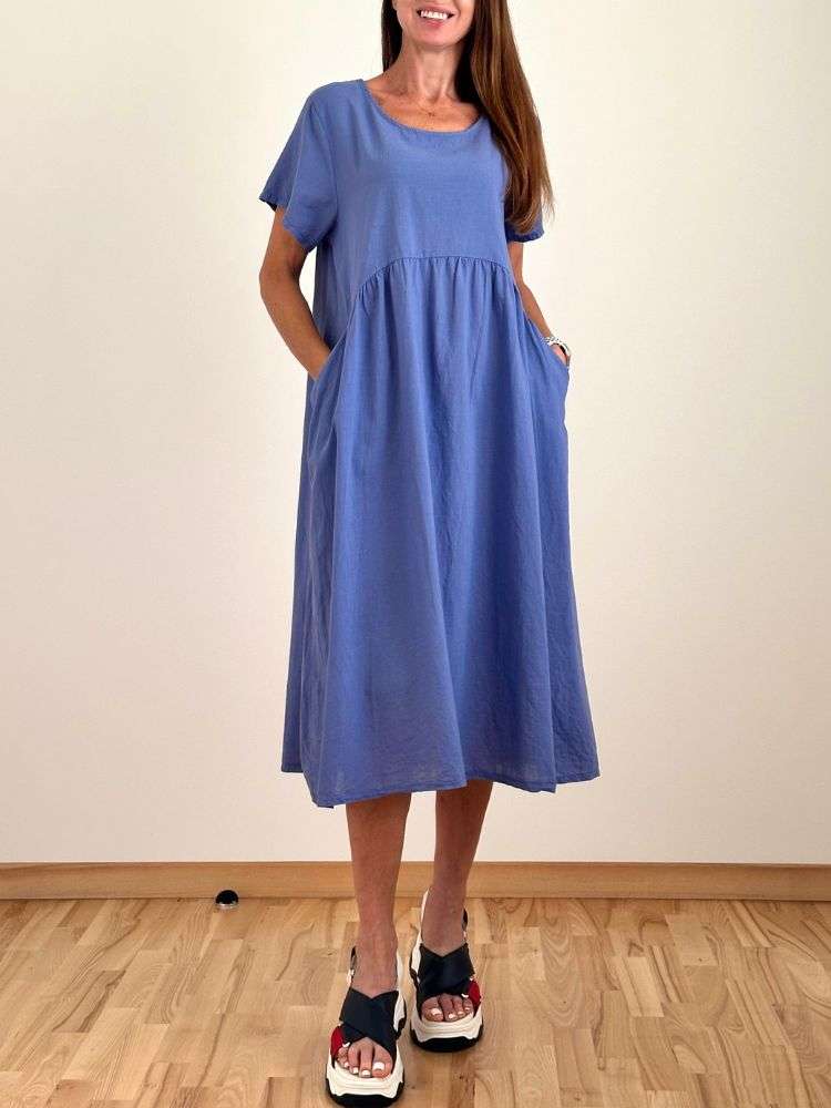 Suknelė "Italy moda" platėjanti su kišenėmis mėlyna - Image 4