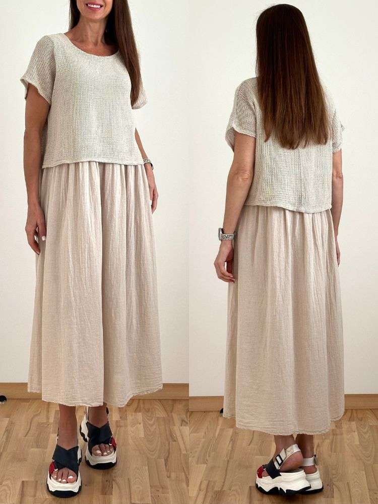 Suknelė Itališka 2 dalių smėlinė