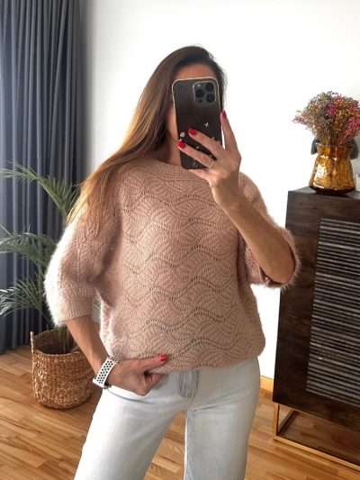 Megztinis Itališkas su lana ir mohera smėlinis bang2