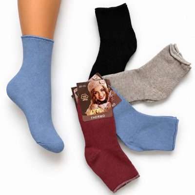 Kojinės moteriškos šiltos frotinės nespaudžiančios "BIXTRA THERMO" WH20031-2